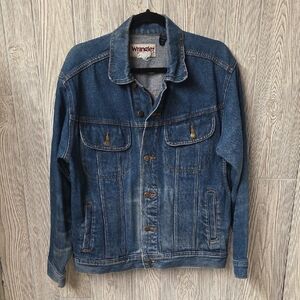 Wrangler Rugged Wear Blue Denim Jean Jacket  Mens Size Medium Vintage